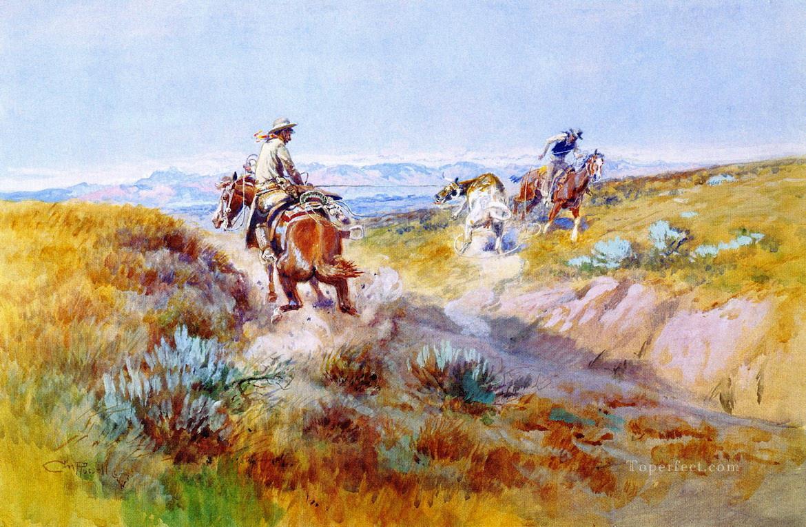 Cuando las vacas eran salvajes 1936 Charles Marion Russell Pintura al óleo